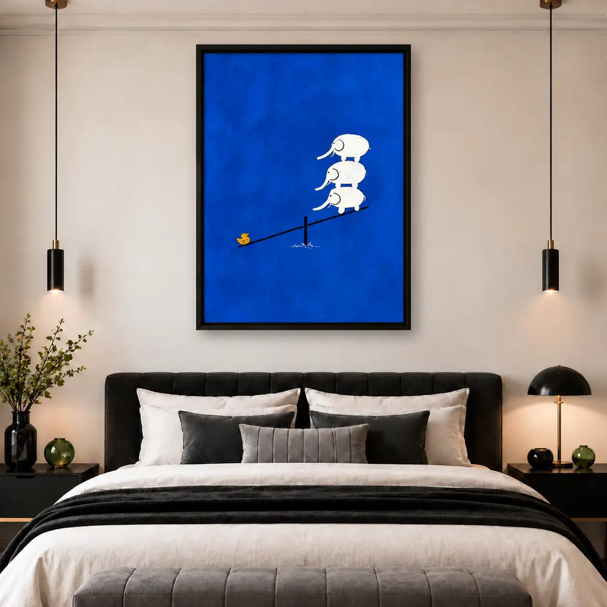 Three White Mice Balancing on Seesaw Wall Art 5