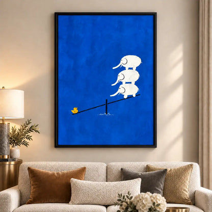 Three White Mice Balancing on Seesaw Wall Art 6