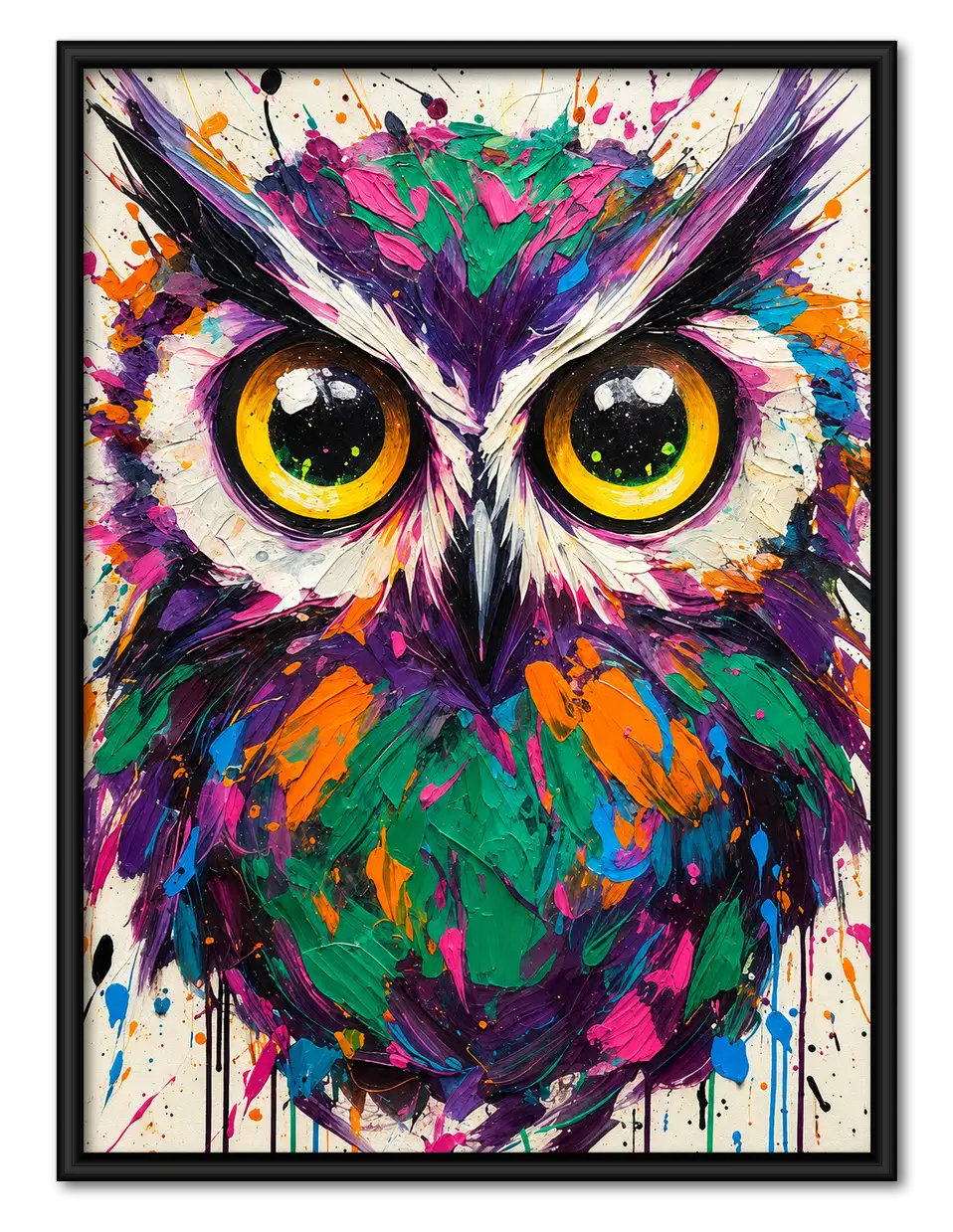 Vibrant Rainbow Owl Close Up Wall Art 1