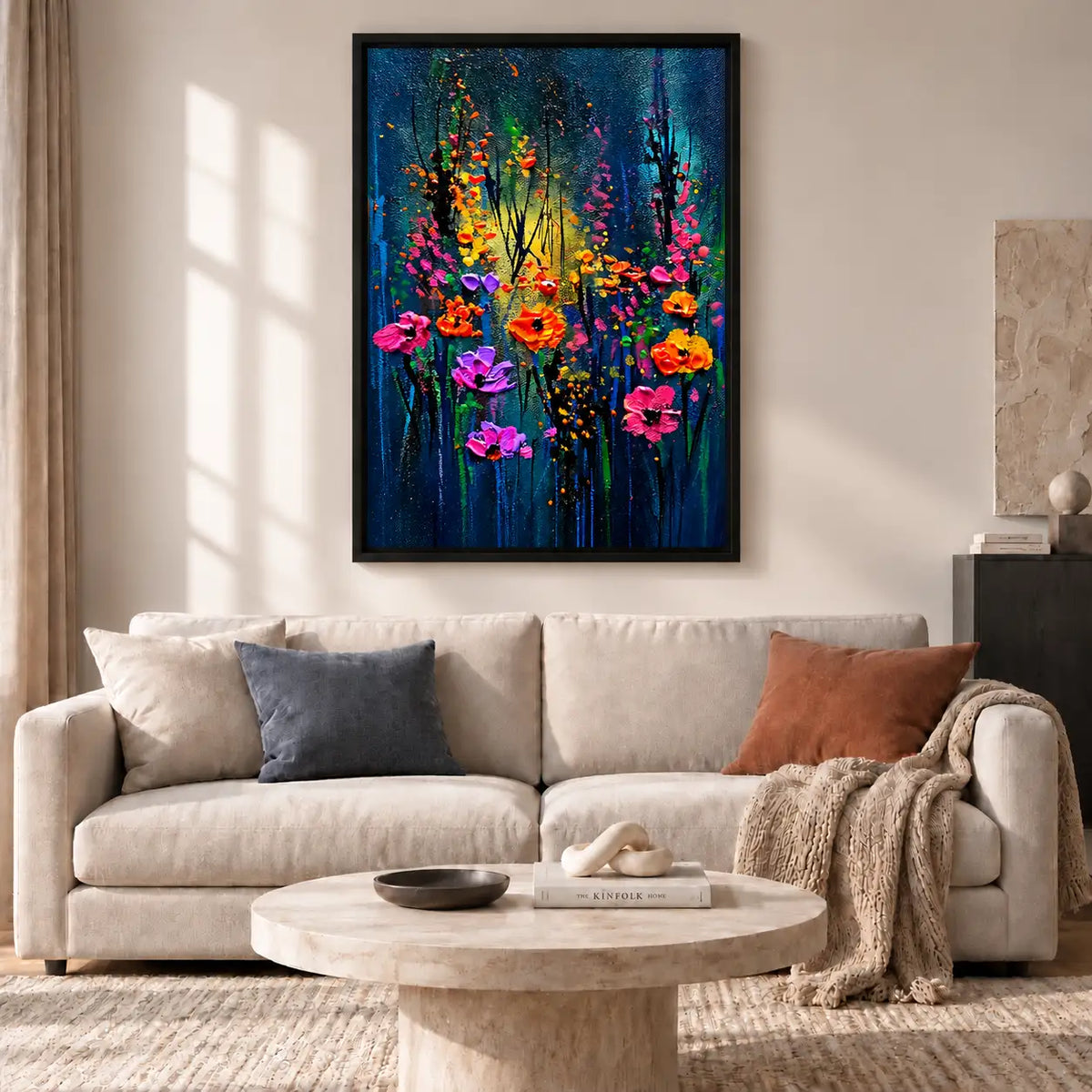 Vibrant Wildflowers on Deep Blue Wall Art 2