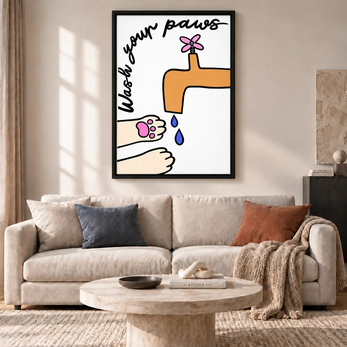 Wash Your Paws Funny Cat Bathroom Wall Art 2