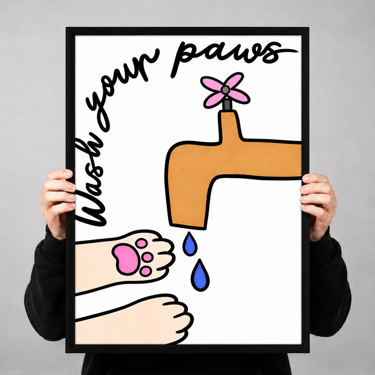 Wash Your Paws Funny Cat Bathroom Wall Art 3