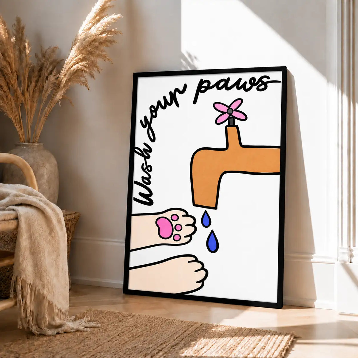 Wash Your Paws Funny Cat Bathroom Wall Art 4