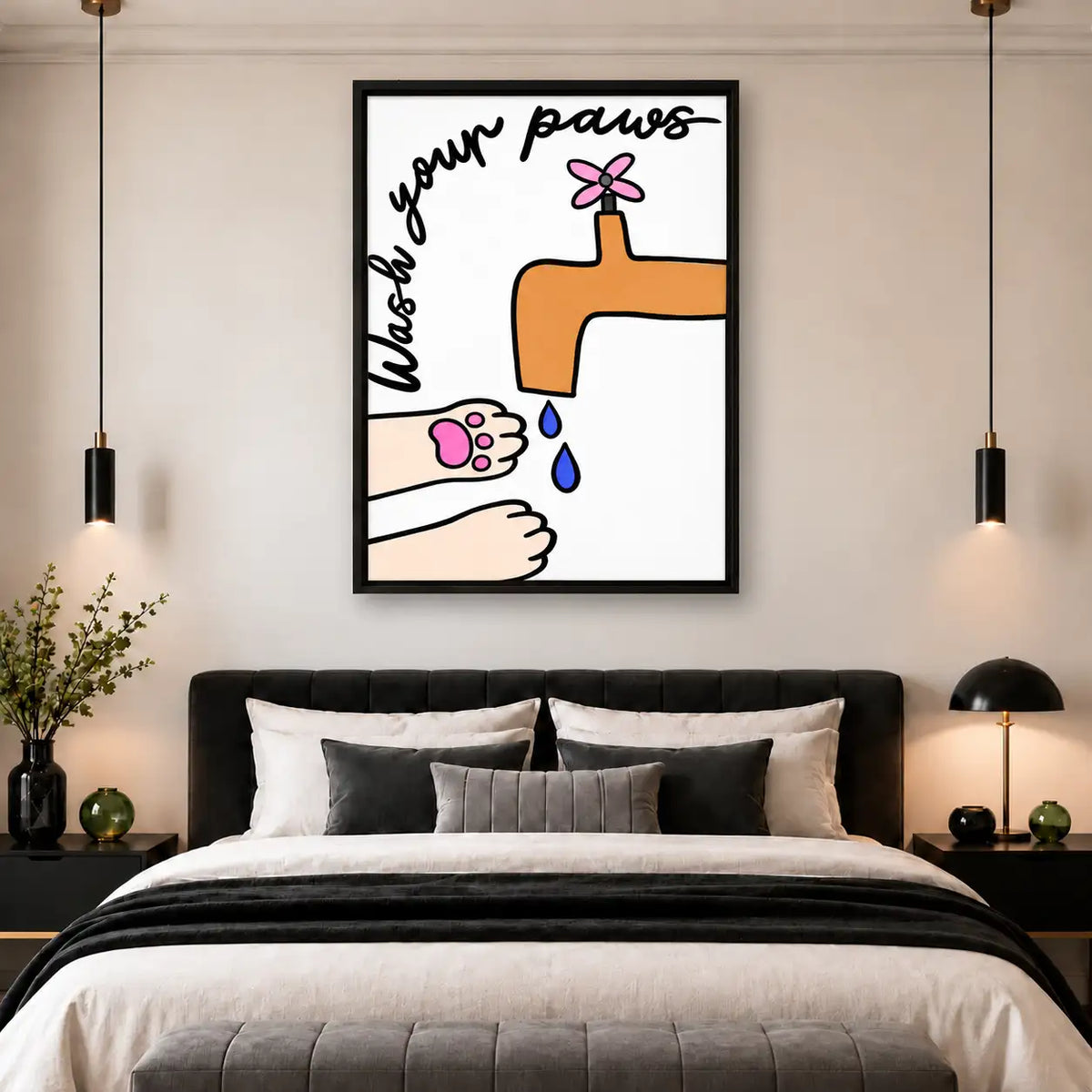 Wash Your Paws Funny Cat Bathroom Wall Art 5
