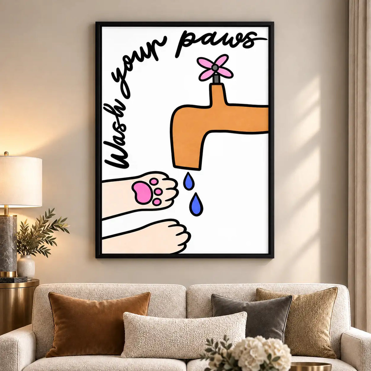 Wash Your Paws Funny Cat Bathroom Wall Art 6