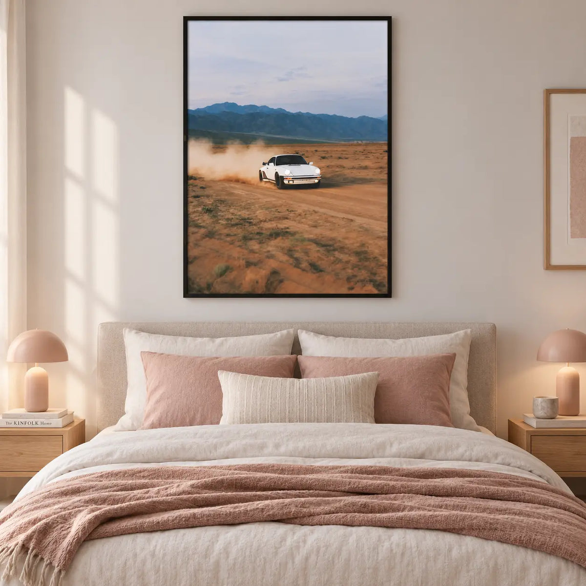 White Porsche Desert Drive Wall Art 6