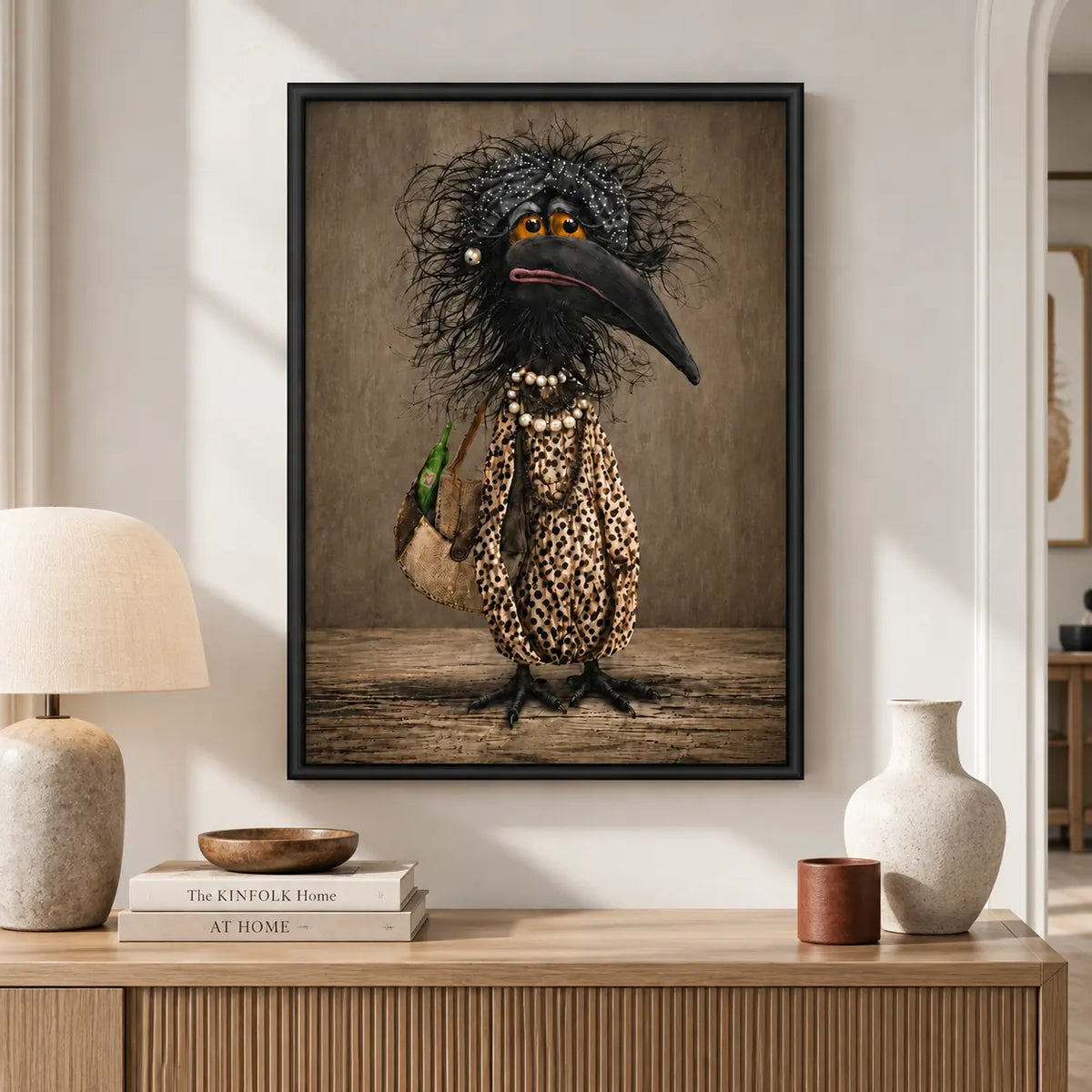 Elegant Black Crow Fashion Portrait Wall Art 2