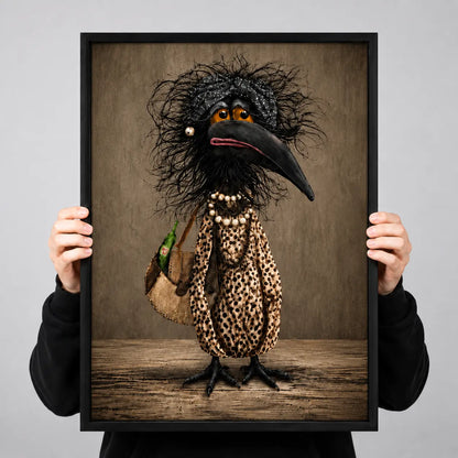 Elegant Black Crow Fashion Portrait Wall Art 3