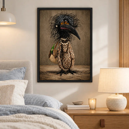 Elegant Black Crow Fashion Portrait Wall Art 5