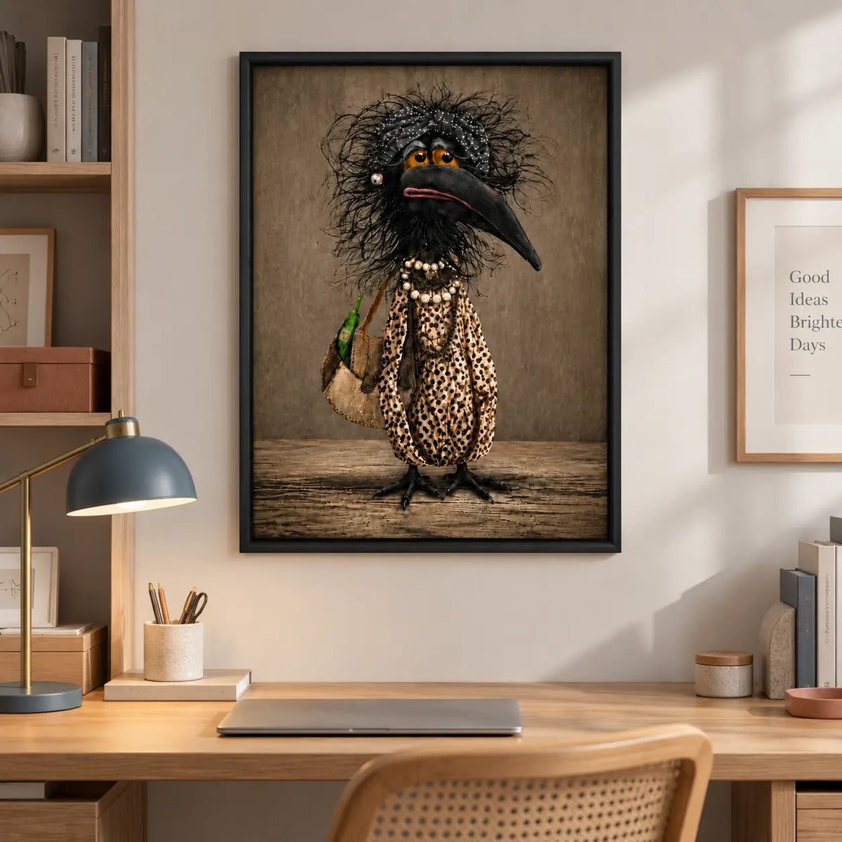 Elegant Black Crow Fashion Portrait Wall Art 6
