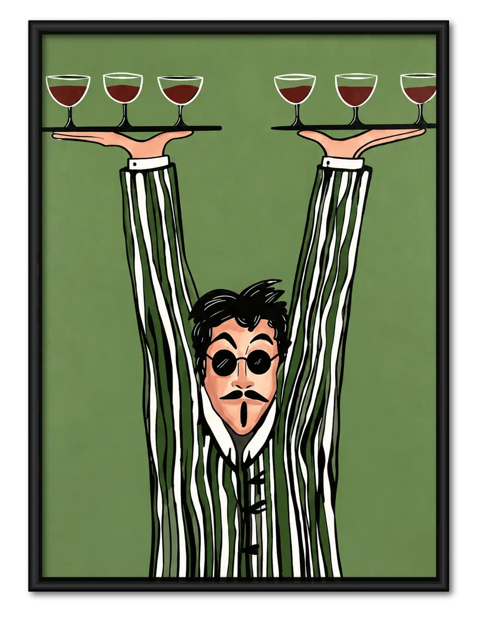 Wine Waiter Character Illustration Wall Art 1