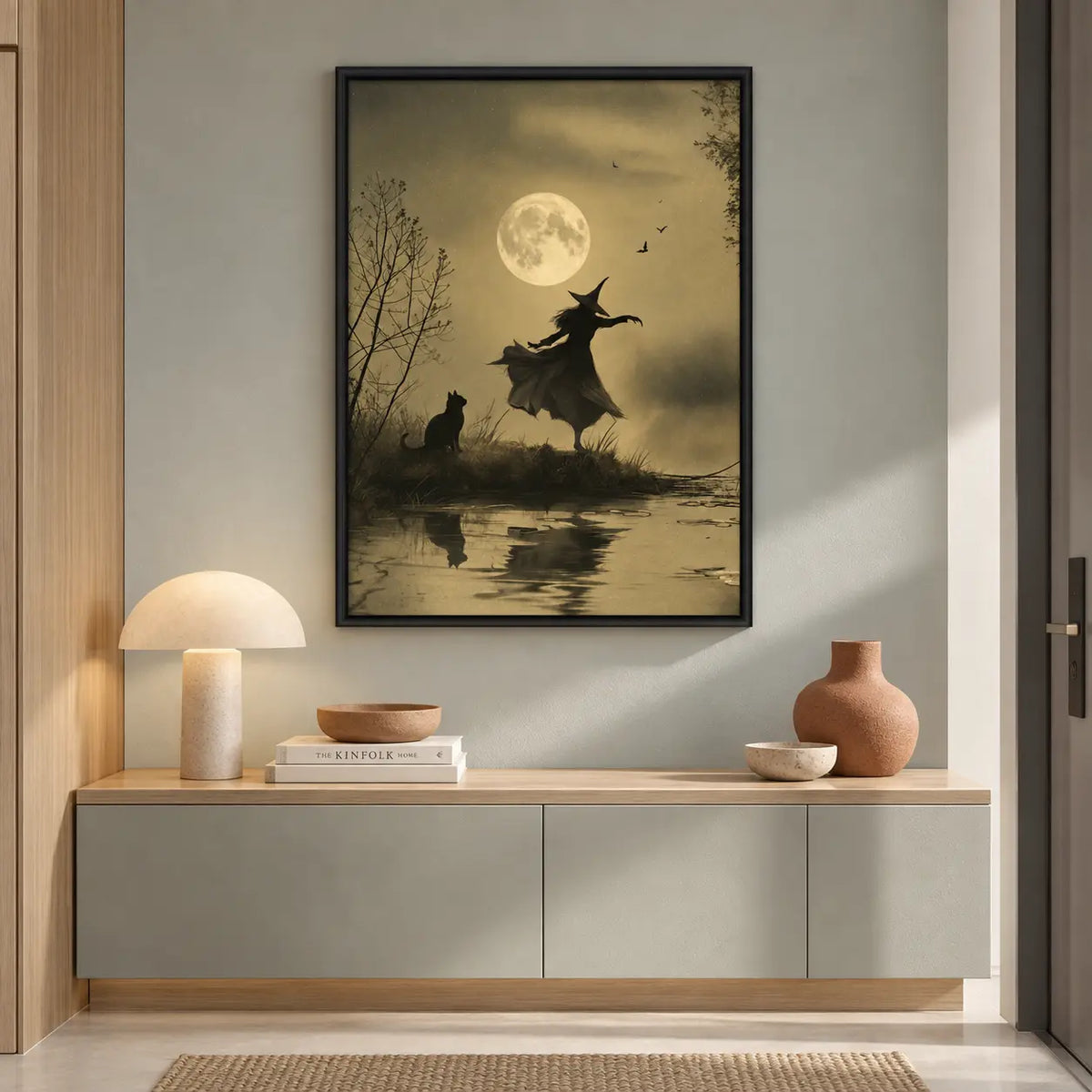 Witch and Cat Moonlight Silhouette Wall Art 5