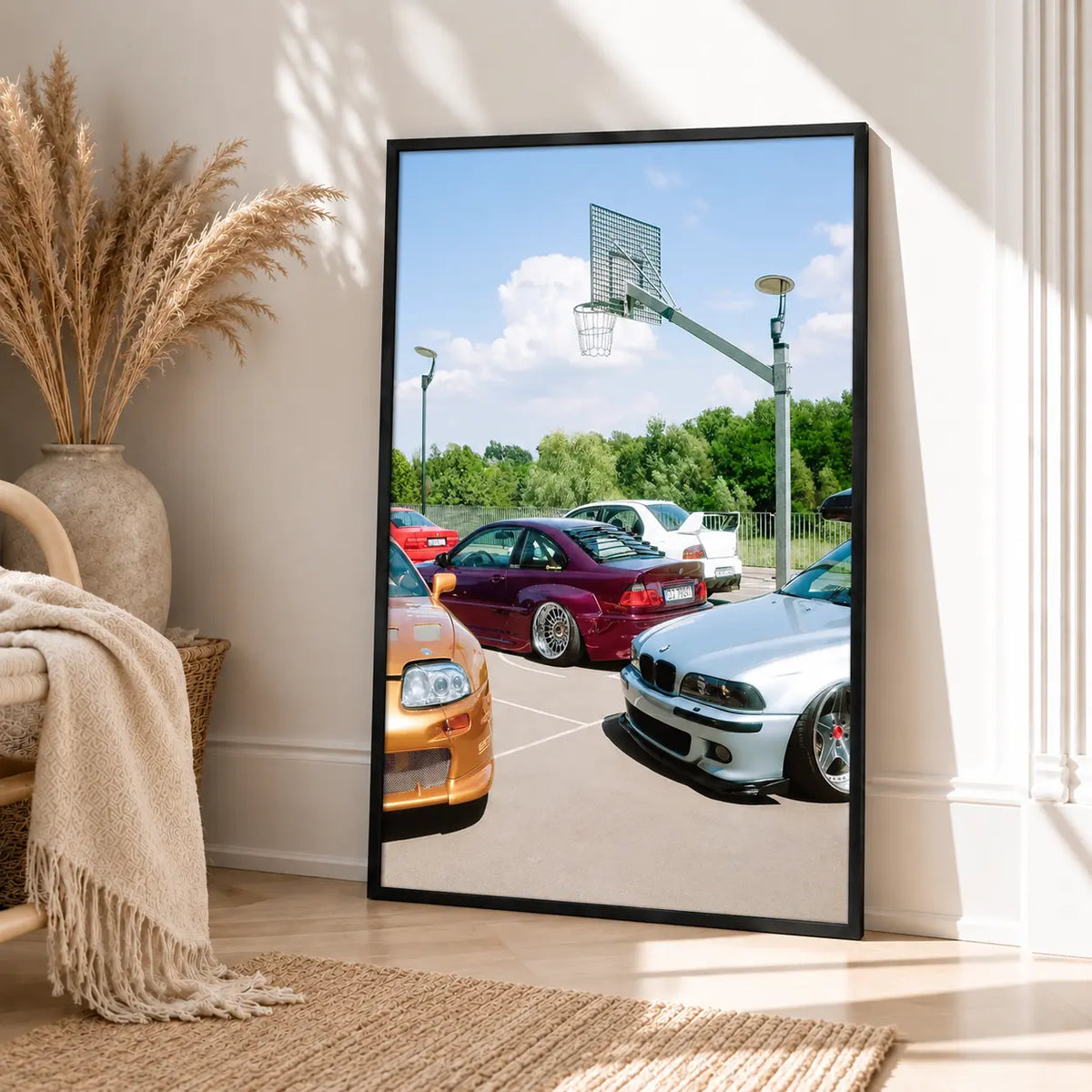 Vintage Car Meet Basketball Court Wall Art 4