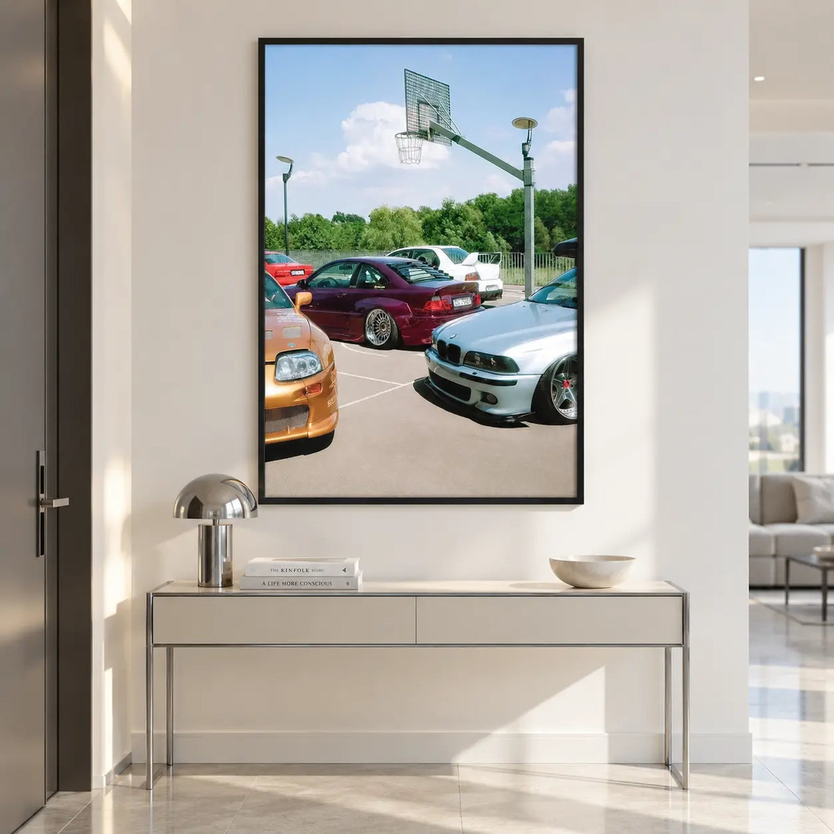 Vintage Car Meet Basketball Court Wall Art 5