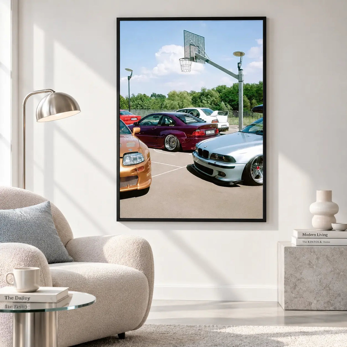 Vintage Car Meet Basketball Court Wall Art 6