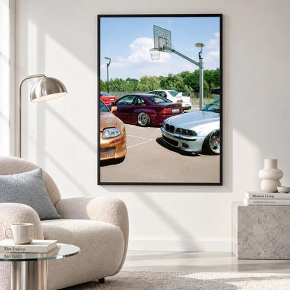 Vintage Car Meet Basketball Court Wall Art 6