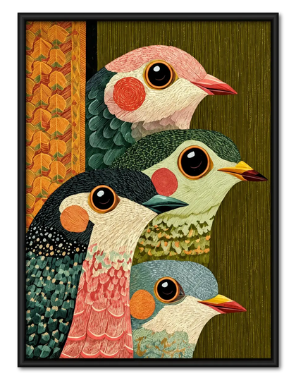 Colorful Bird Family Portrait Wall Art