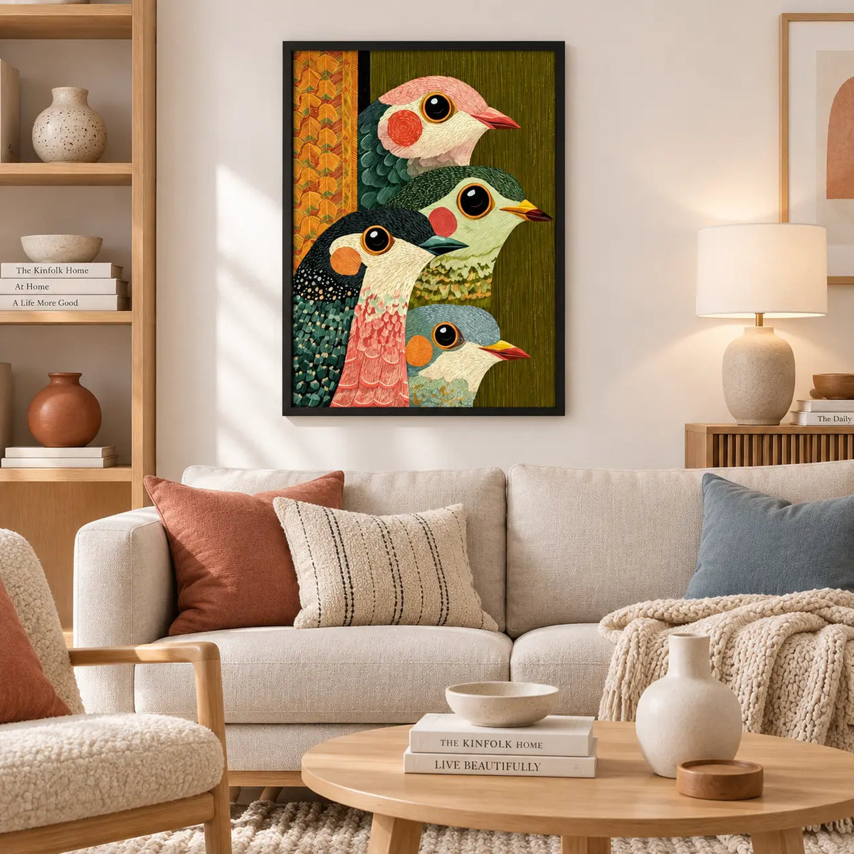 Colorful Bird Family Portrait Wall Art 2