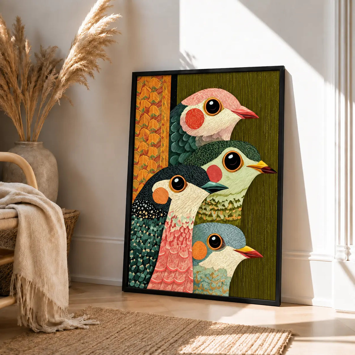 Colorful Bird Family Portrait Wall Art 4