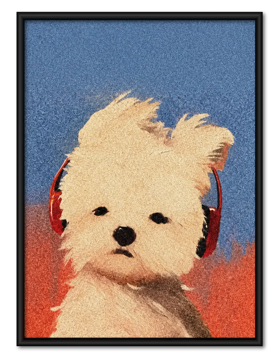 Cute Puppy Headphone Portrait Wall Art 1