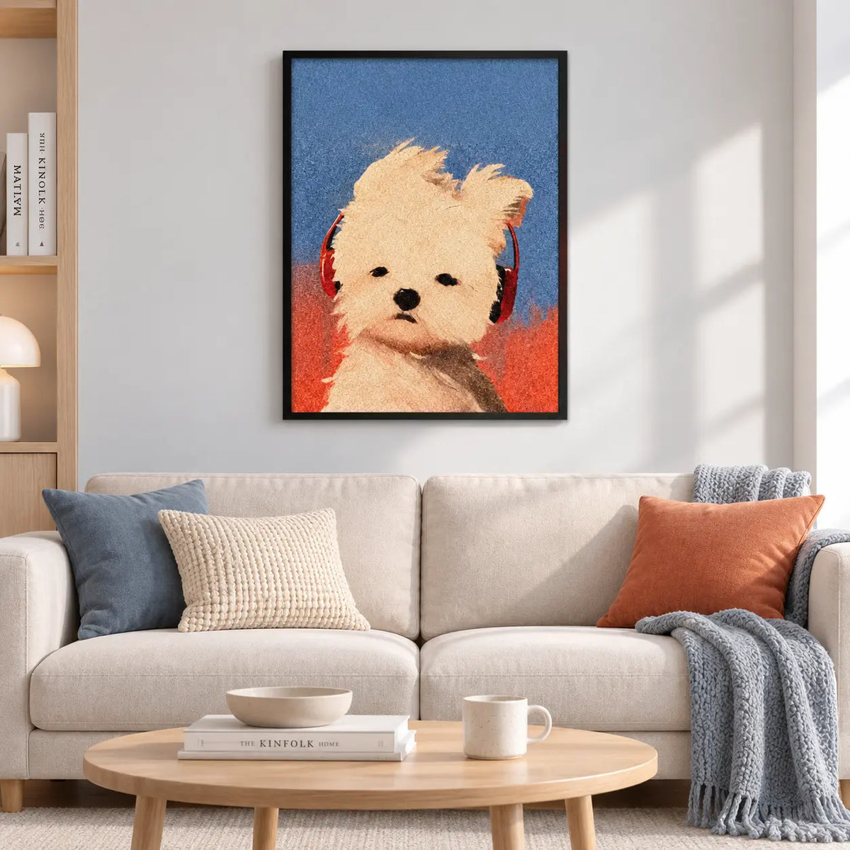 Cute Puppy Headphone Portrait Wall Art 2