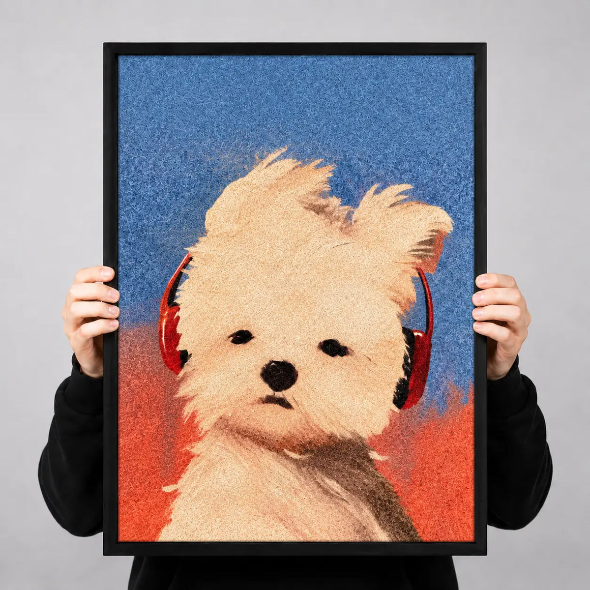 Cute Puppy Headphone Portrait Wall Art 3