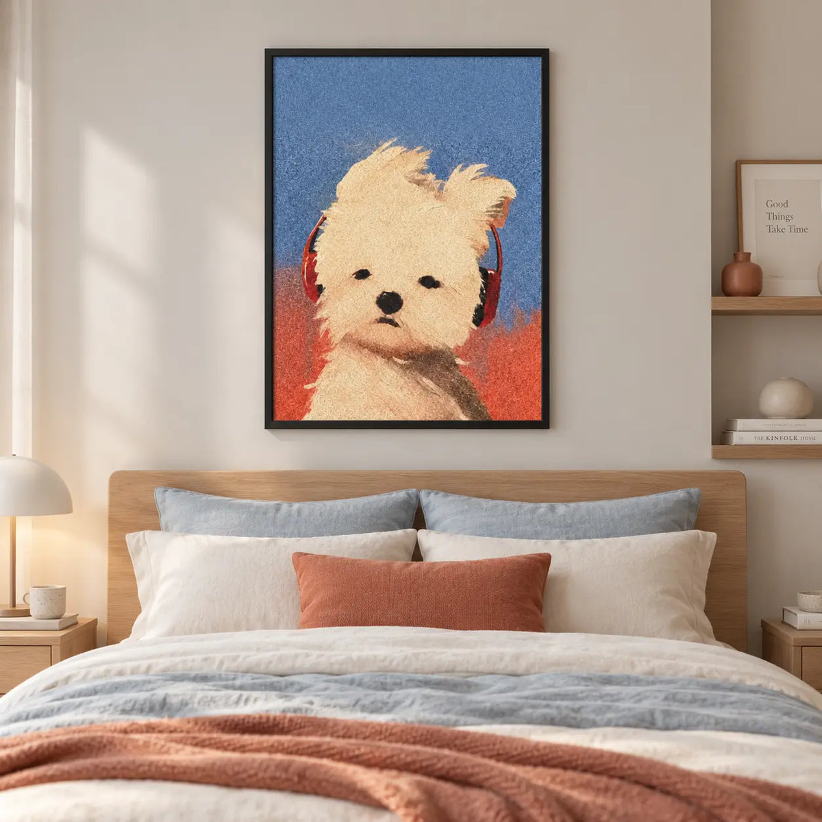 Cute Puppy Headphone Portrait Wall Art 5