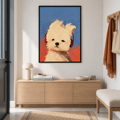 Cute Puppy Headphone Portrait Wall Art 6