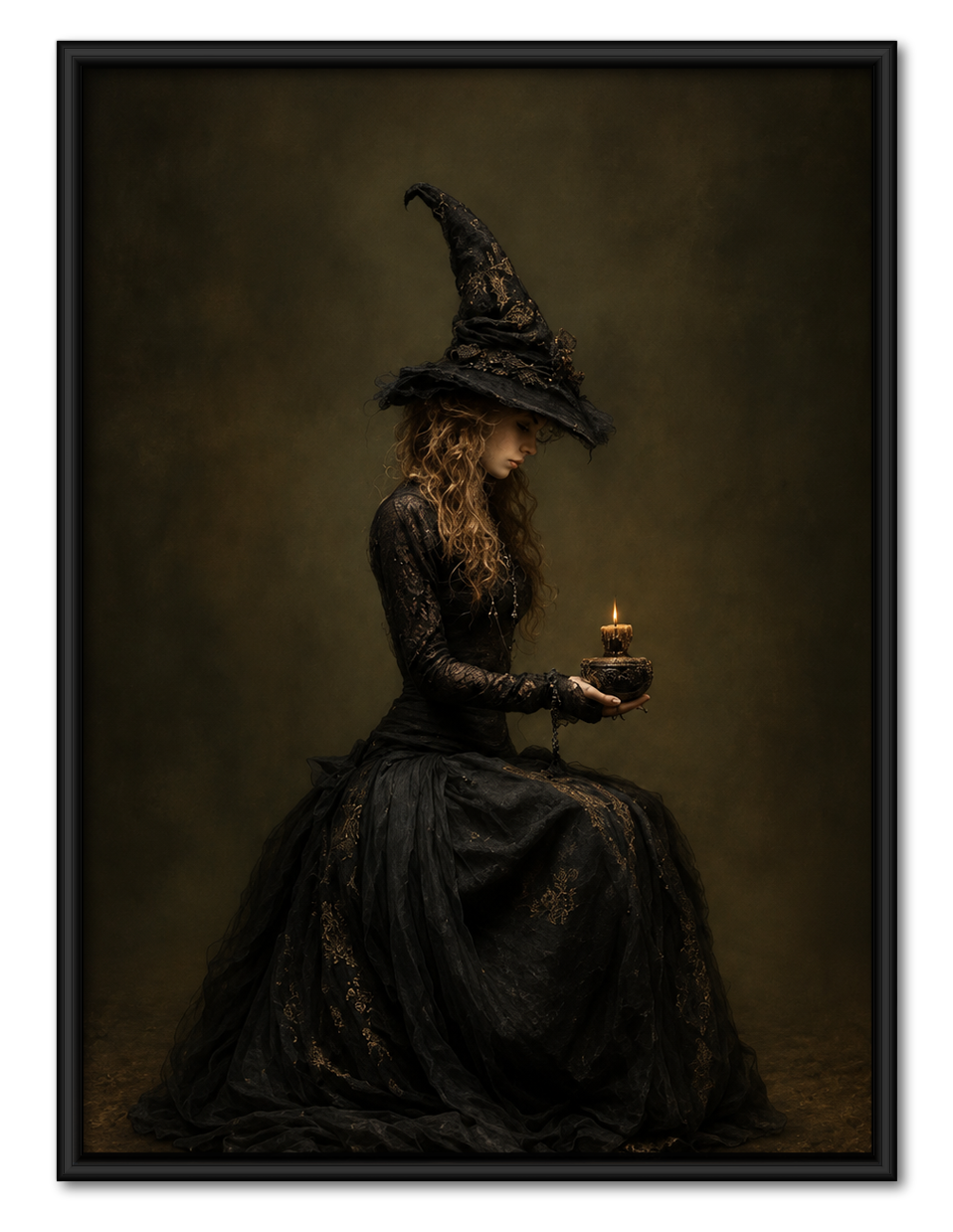 Dark Witch Candlelight Portrait Wall Art 1