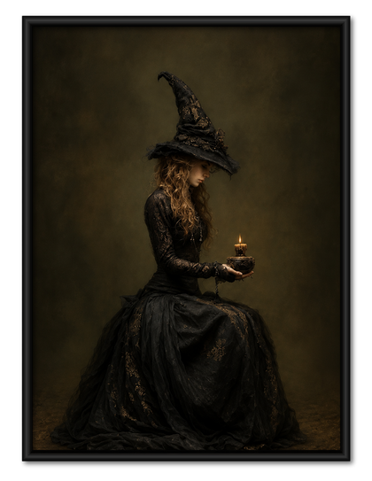 Dark Witch Candlelight Portrait Wall Art