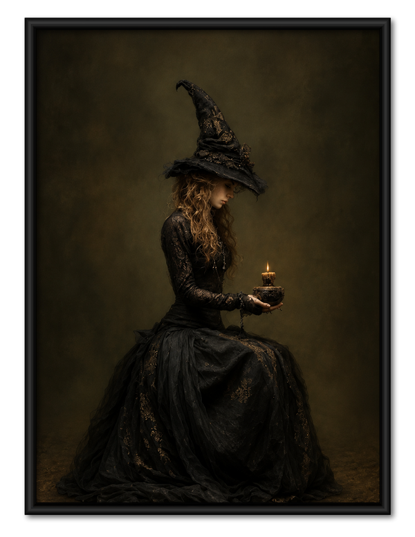 Dark Witch Candlelight Portrait Wall Art