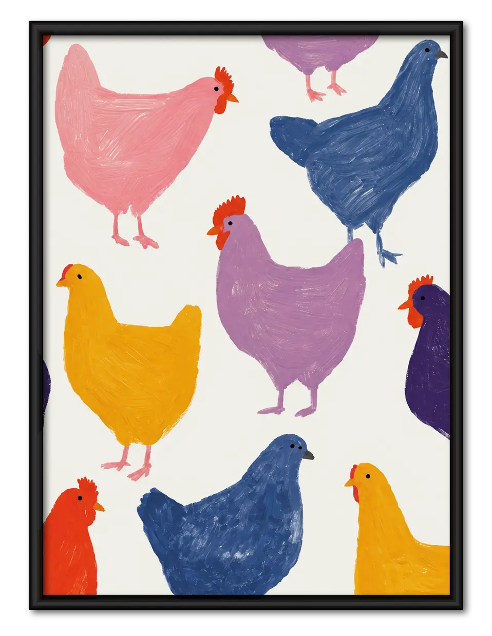 Colorful Chicken Pattern Wall Art 1