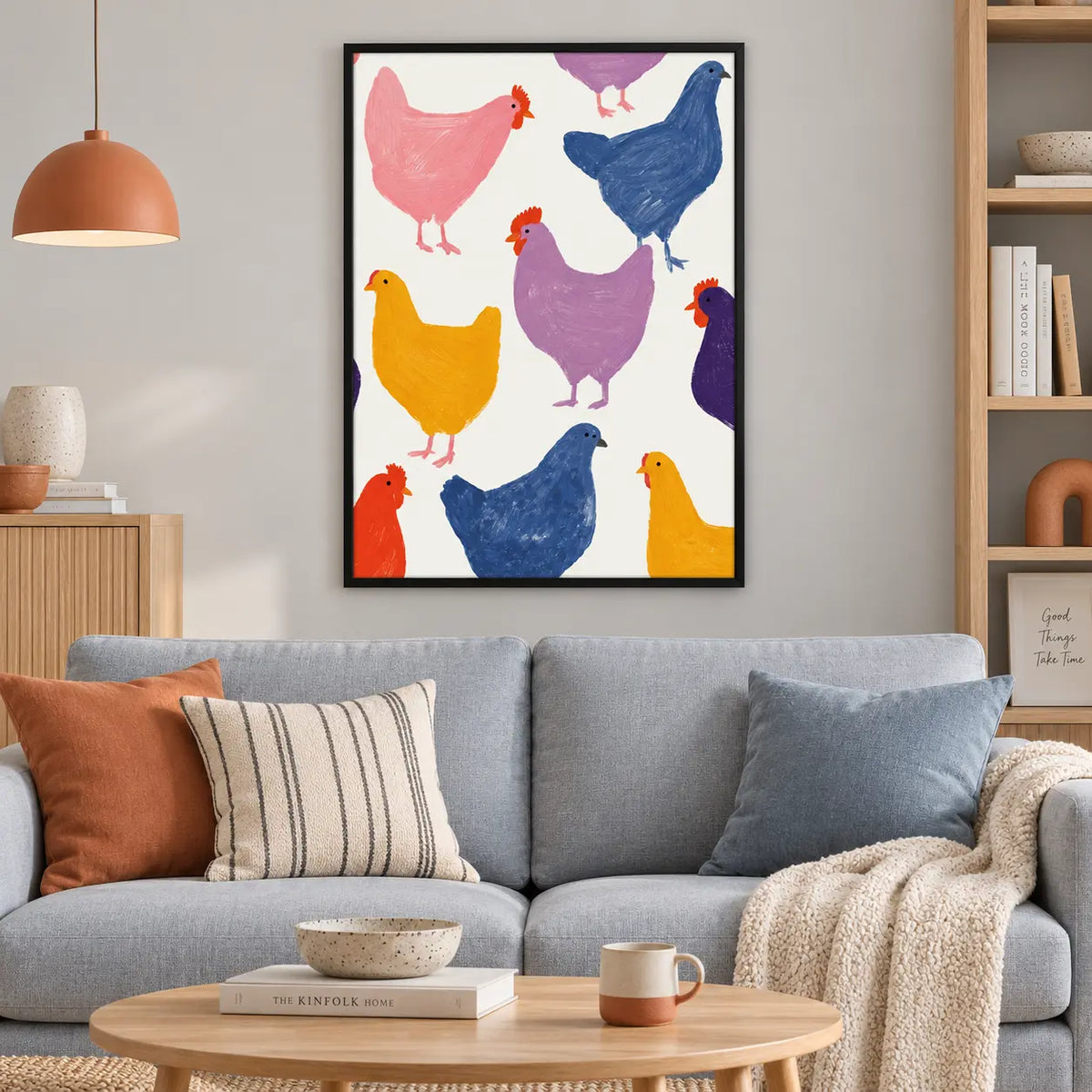Colorful Chicken Pattern Wall Art 2