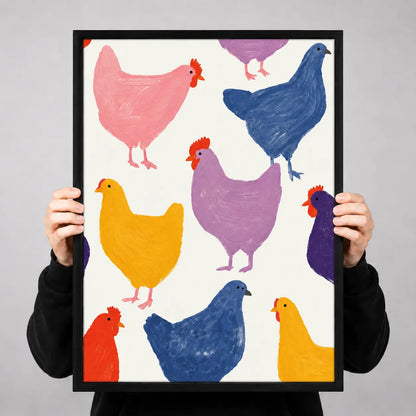Colorful Chicken Pattern Wall Art 3