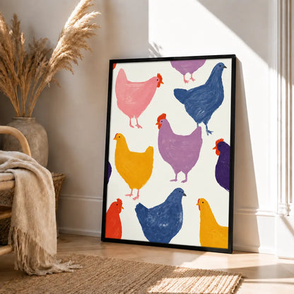 Colorful Chicken Pattern Wall Art 4