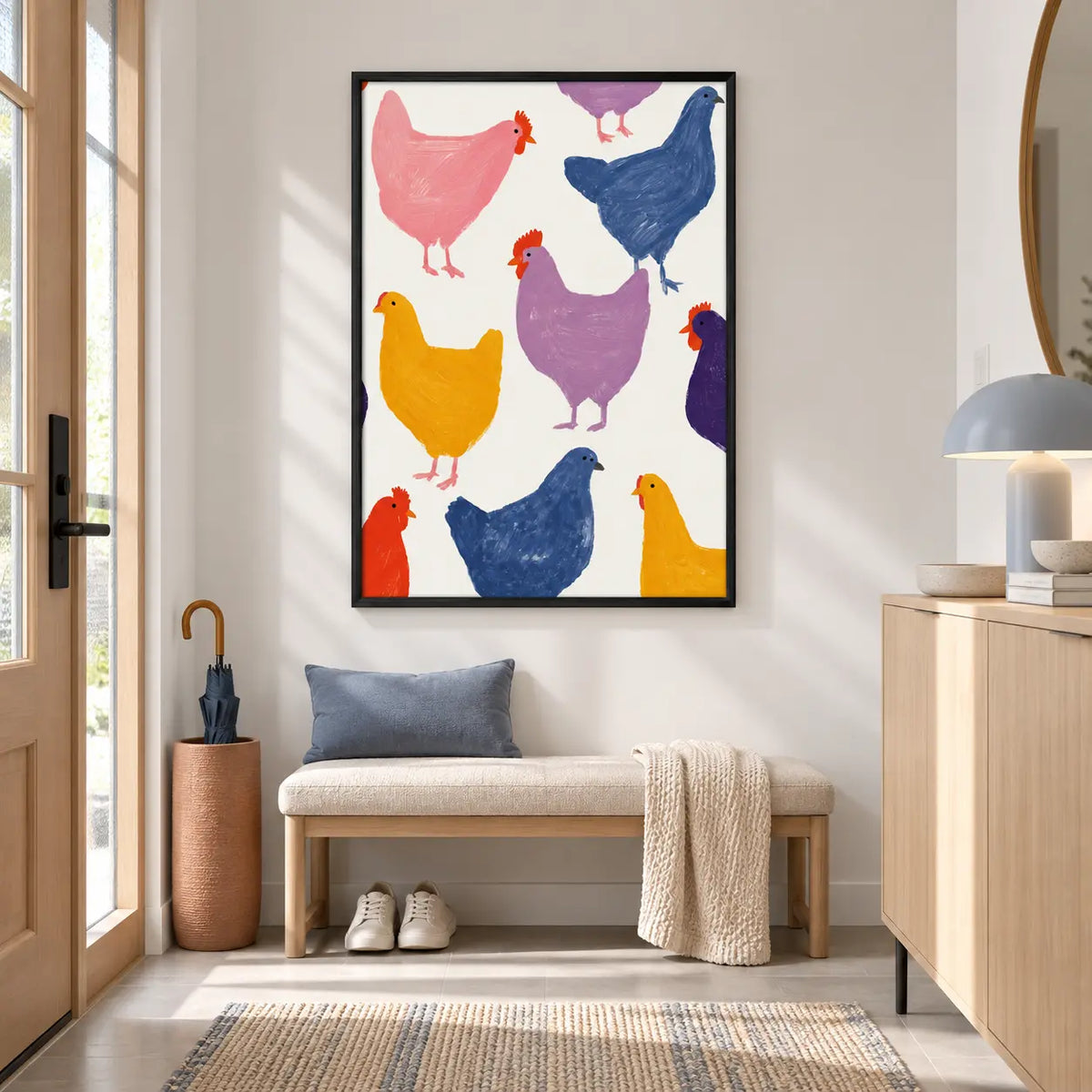 Colorful Chicken Pattern Wall Art 6