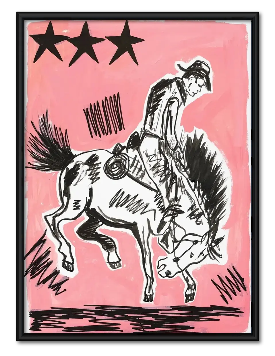 Outlaw Cowboy Horse Sketch Wall Art 1
