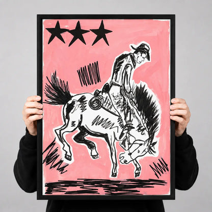Outlaw Cowboy Horse Sketch Wall Art 3
