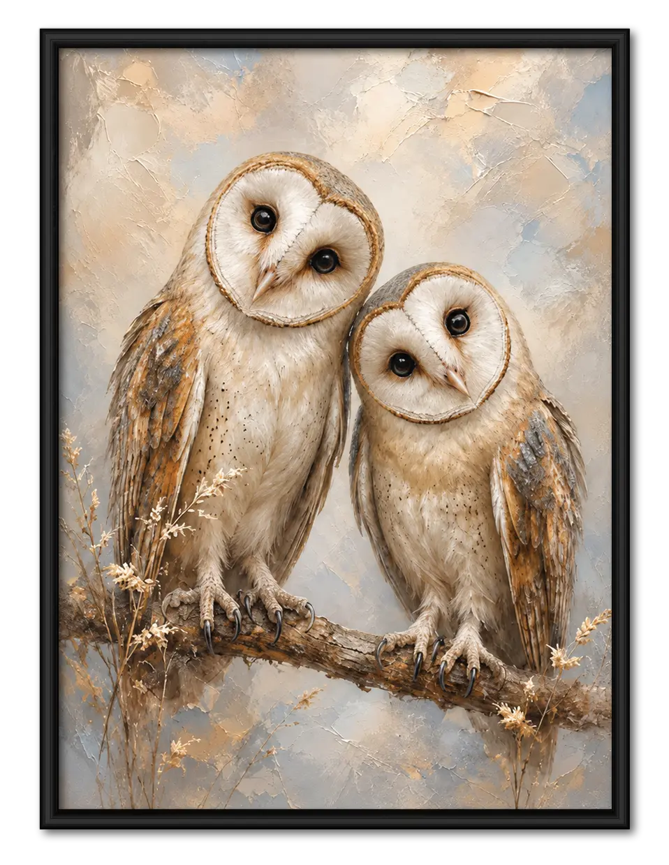 Twin Owls Branch Portrait Wall Art 1