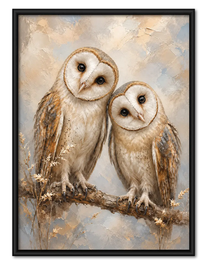 Twin Owls Branch Portrait Wall Art