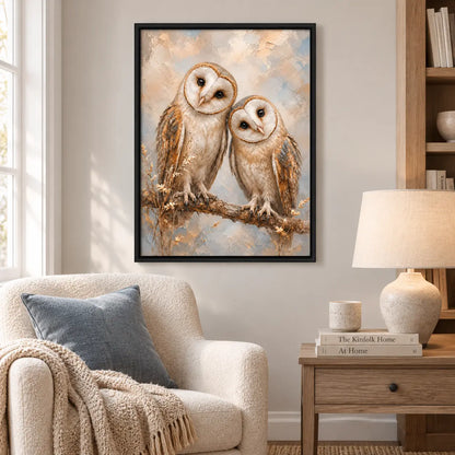 Twin Owls Branch Portrait Wall Art 2