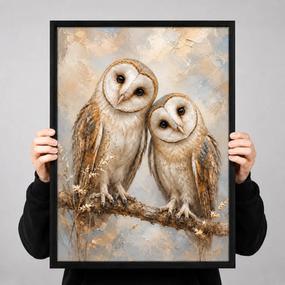 Twin Owls Branch Portrait Wall Art 3