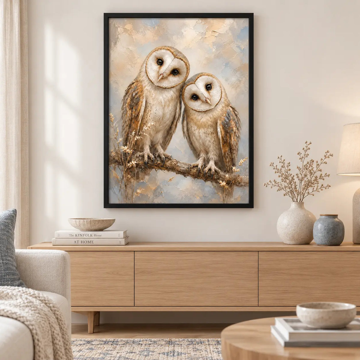 Twin Owls Branch Portrait Wall Art 5
