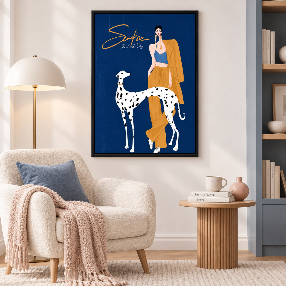 Fashion Woman and Dalmatian Dog Illustration Wall Art 5