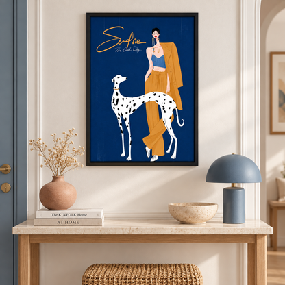 Fashion Woman and Dalmatian Dog Illustration Wall Art 6