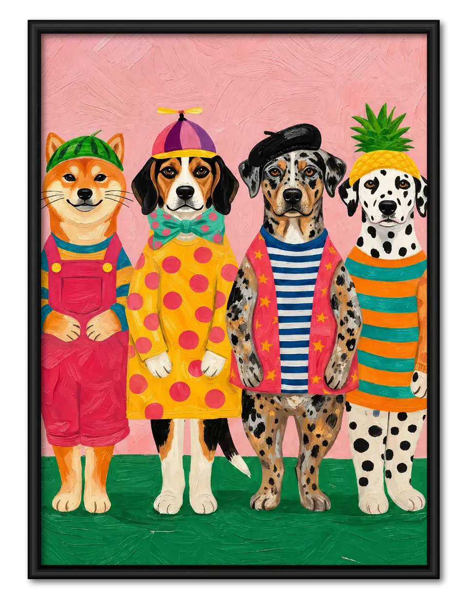 Colorful Dressed Dogs Character Wall Art 1