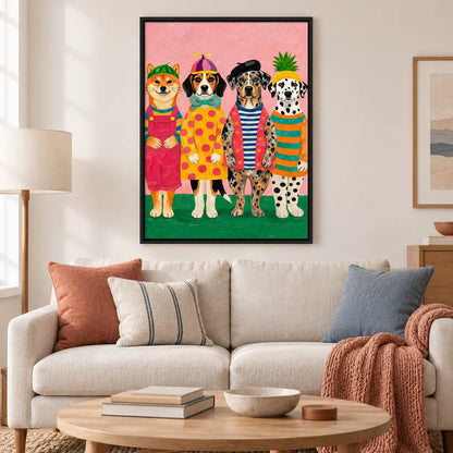 Colorful Dressed Dogs Character Wall Art 2