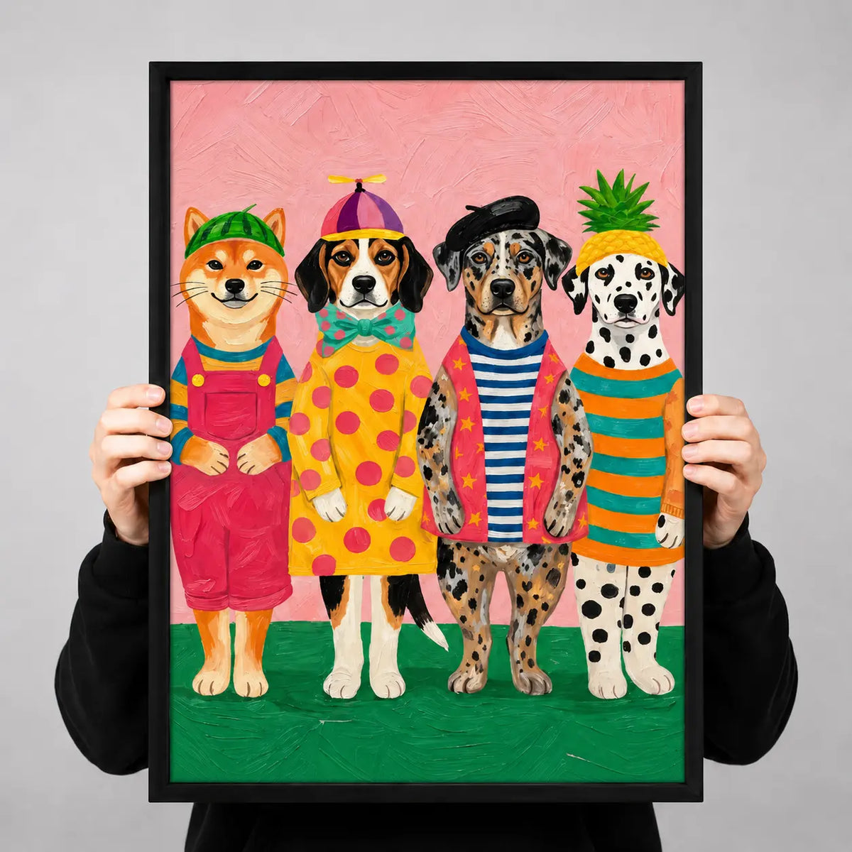 Colorful Dressed Dogs Character Wall Art 3