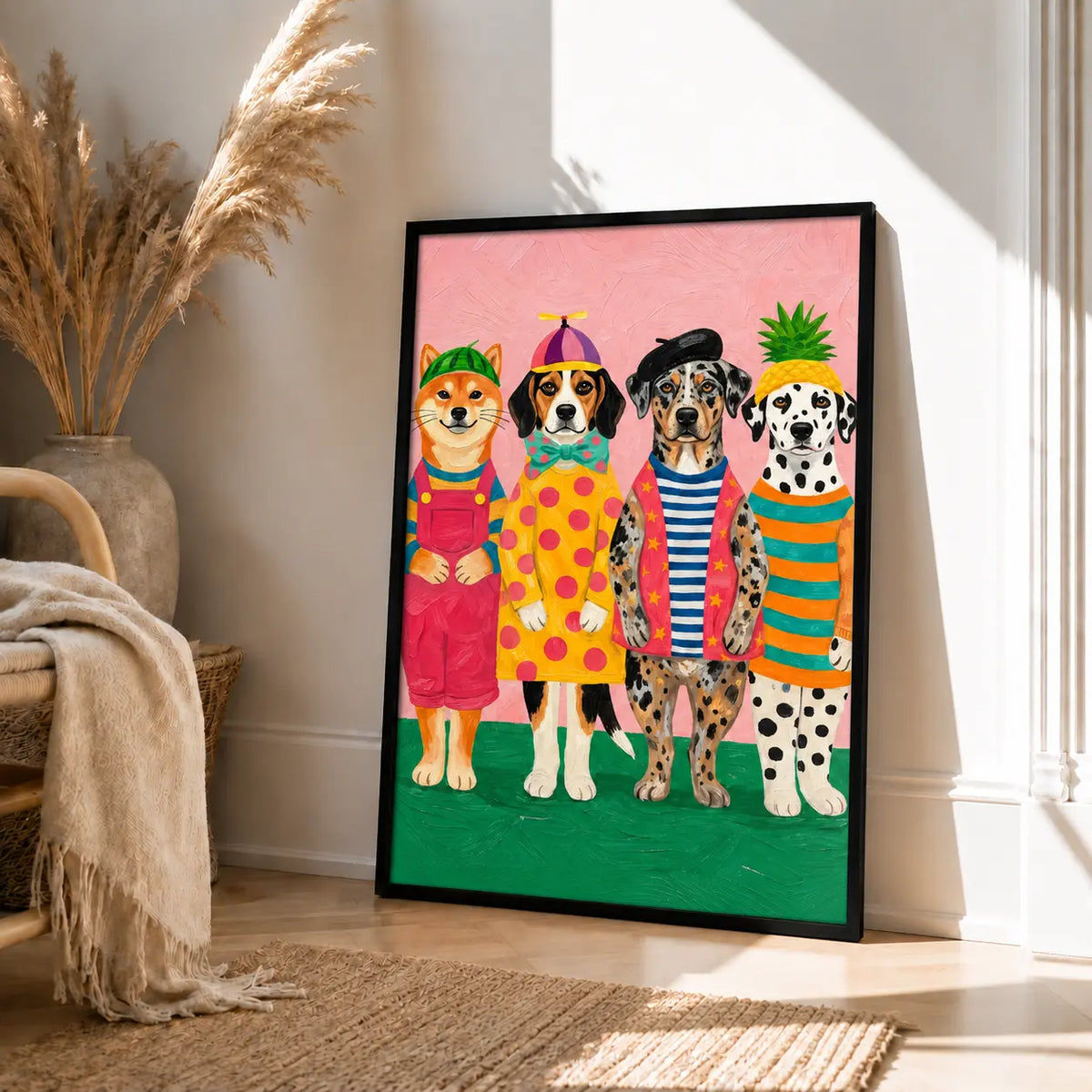 Colorful Dressed Dogs Character Wall Art 4