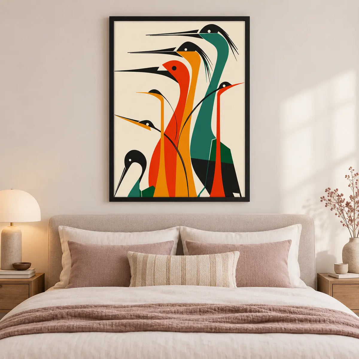 Colorful Minimalist Birds Abstract Wall Art 2